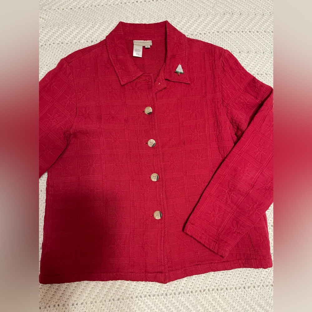 Womens Coldwater Creek red quilted jacket
